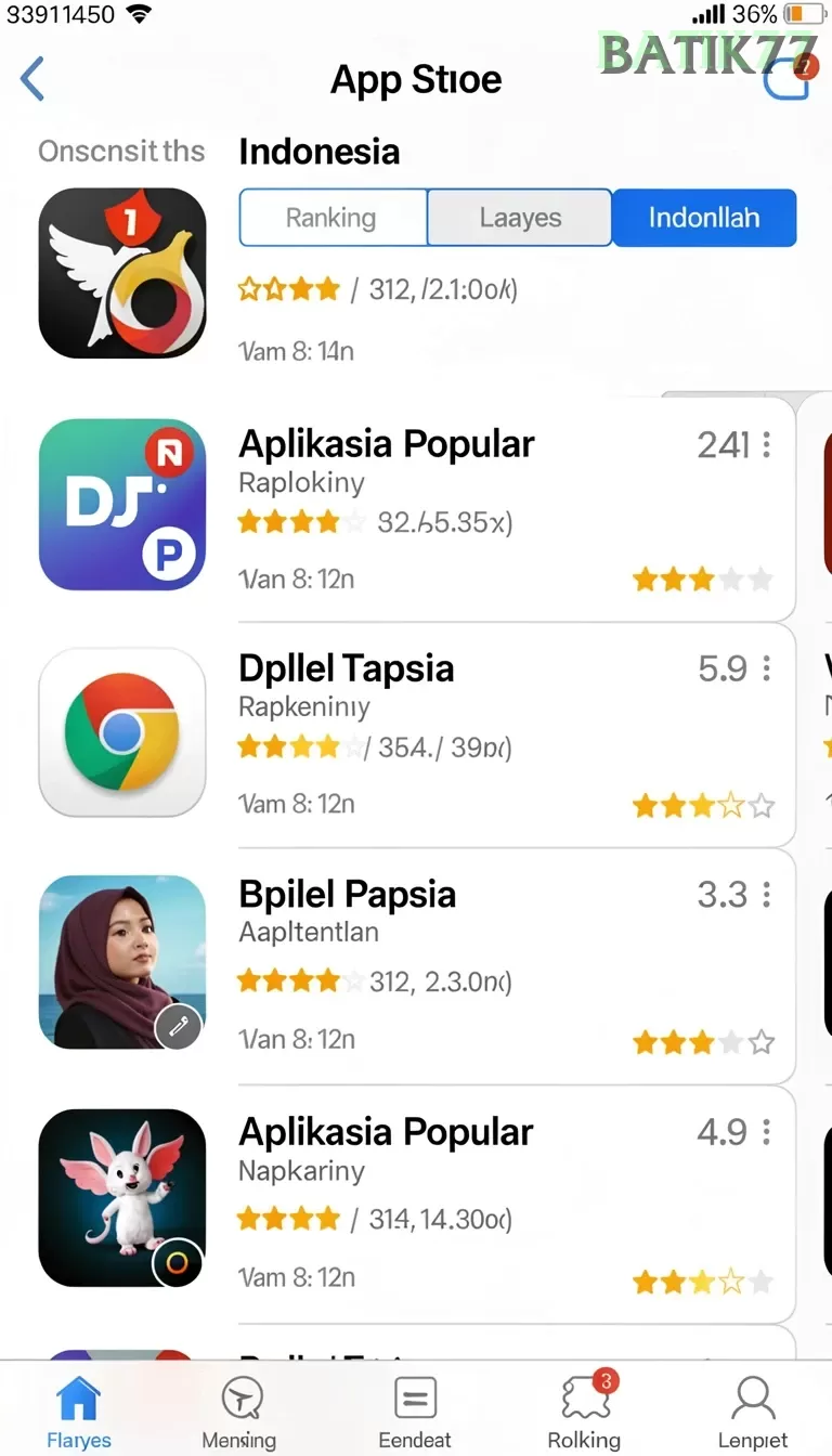 Cuplikan layar PENASLOT — menu navigasi